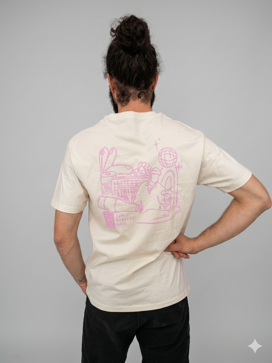 T-Shirt „Zum Brauereigaul" – Oversize Unisex, Beige/Rosa · Limited Edition