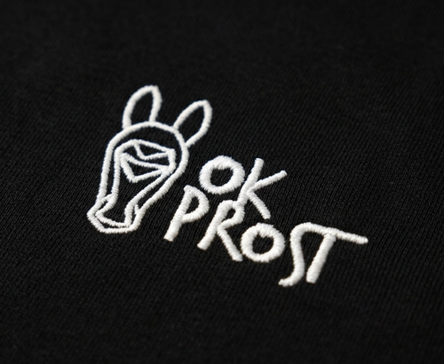 OK PROST – Besticktes Oversize T-Shirt Schwarz | Unisex Boyfriend Fit