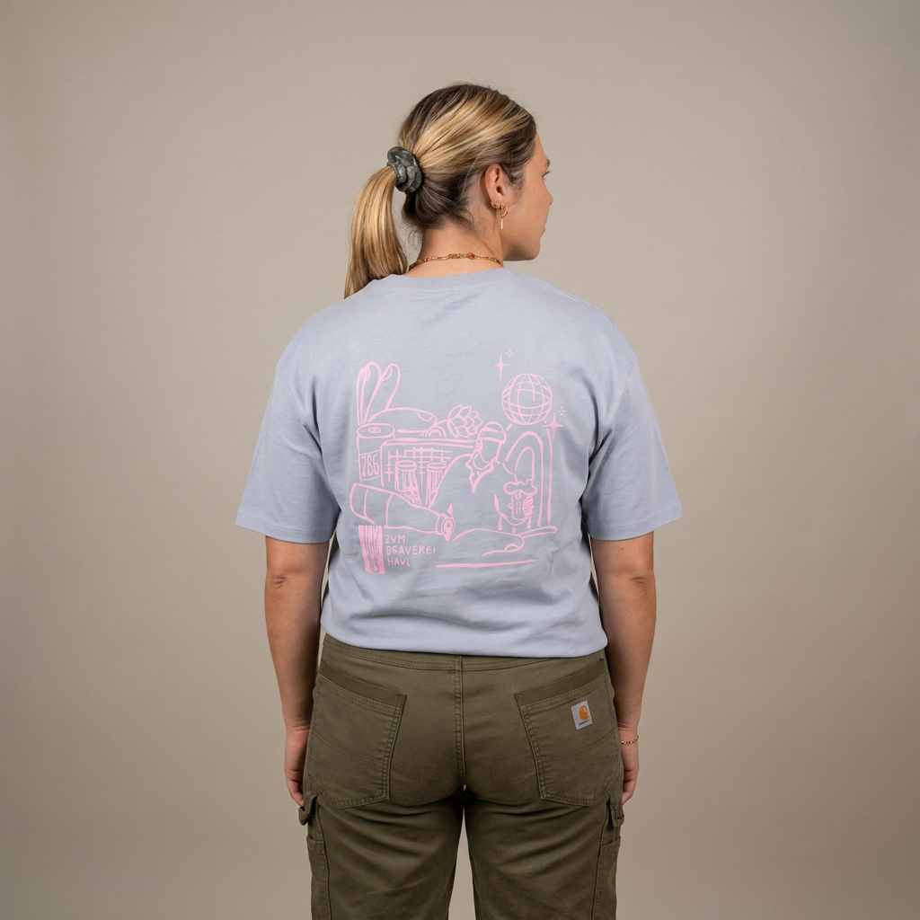 T-Shirt „Zum Brauereigaul" – Oversize Unisex, Hellblau/Rosa · Limited Edition