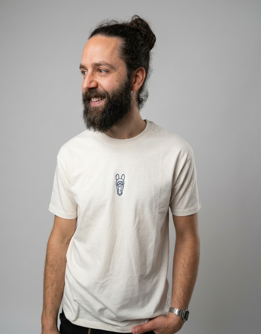 T-Shirt „Zum Brauereigaul" – Oversize Unisex, Beige/Blau · Limited Edition