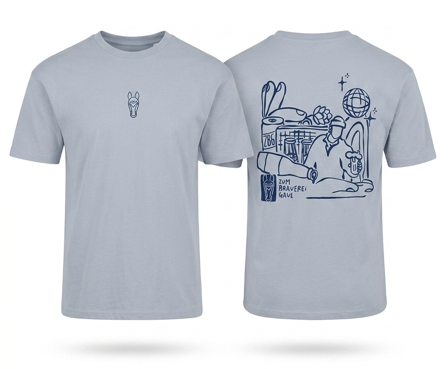 T-Shirt „Zum Brauereigaul" – Oversize Unisex, Hellblau/Blau · Limited Edition