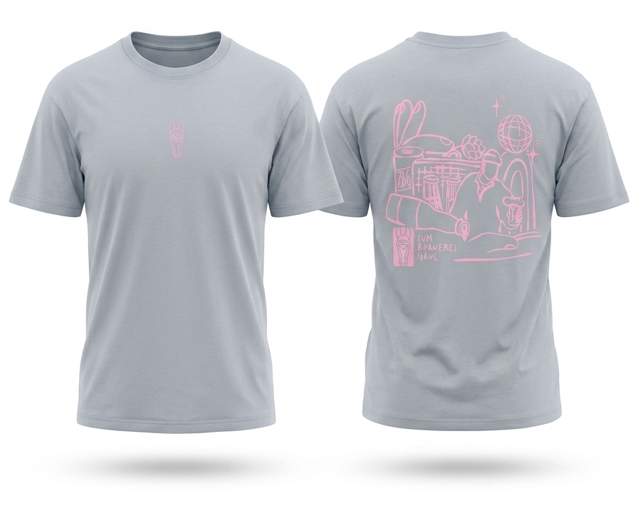 T-Shirt „Zum Brauereigaul" – Oversize Unisex, Hellblau/Rosa · Limited Edition